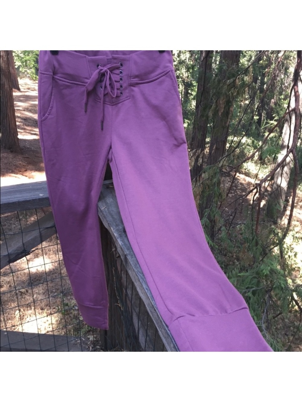 Active USA Purple Lace-Up Waist Track Joggers - Picture 1 of 8